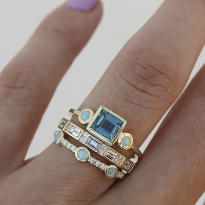 Vintage Ring Set in Blue Zircon