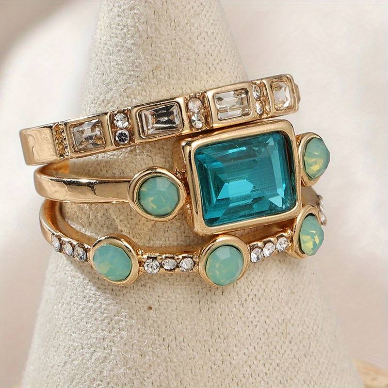 Vintage Ring Set in Blue Zircon